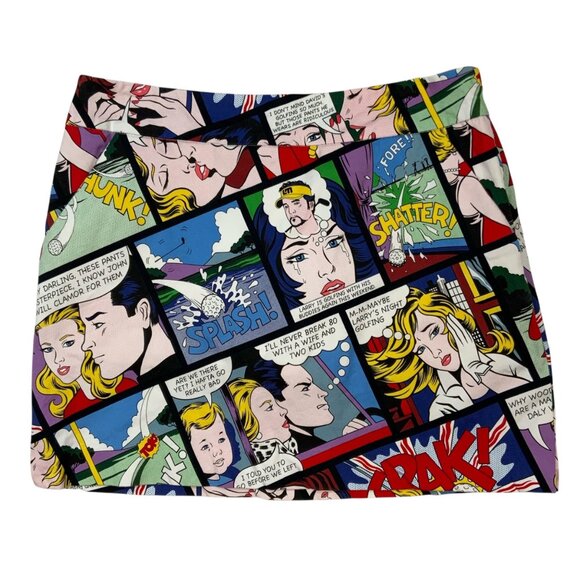 Loudmouth Pants - Loudmouth Ladies Golf Shank Skort 8 Comic Strip Golfer Pickleball